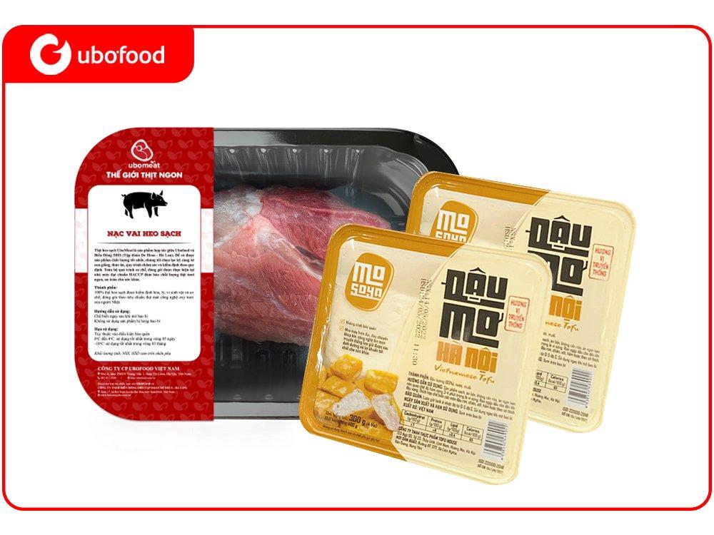  Combo Flash sale 5: 01 Hộp Nạc Vai Heo Sạch Ubomeat 350g + 2 Hộp Đậu non 