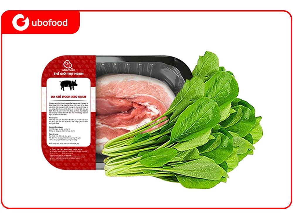  Combo Flash sale 1: Ba Chi Heo Chuẩn Ngon Ubomeat 350g + 1kg rau cải ngọt 